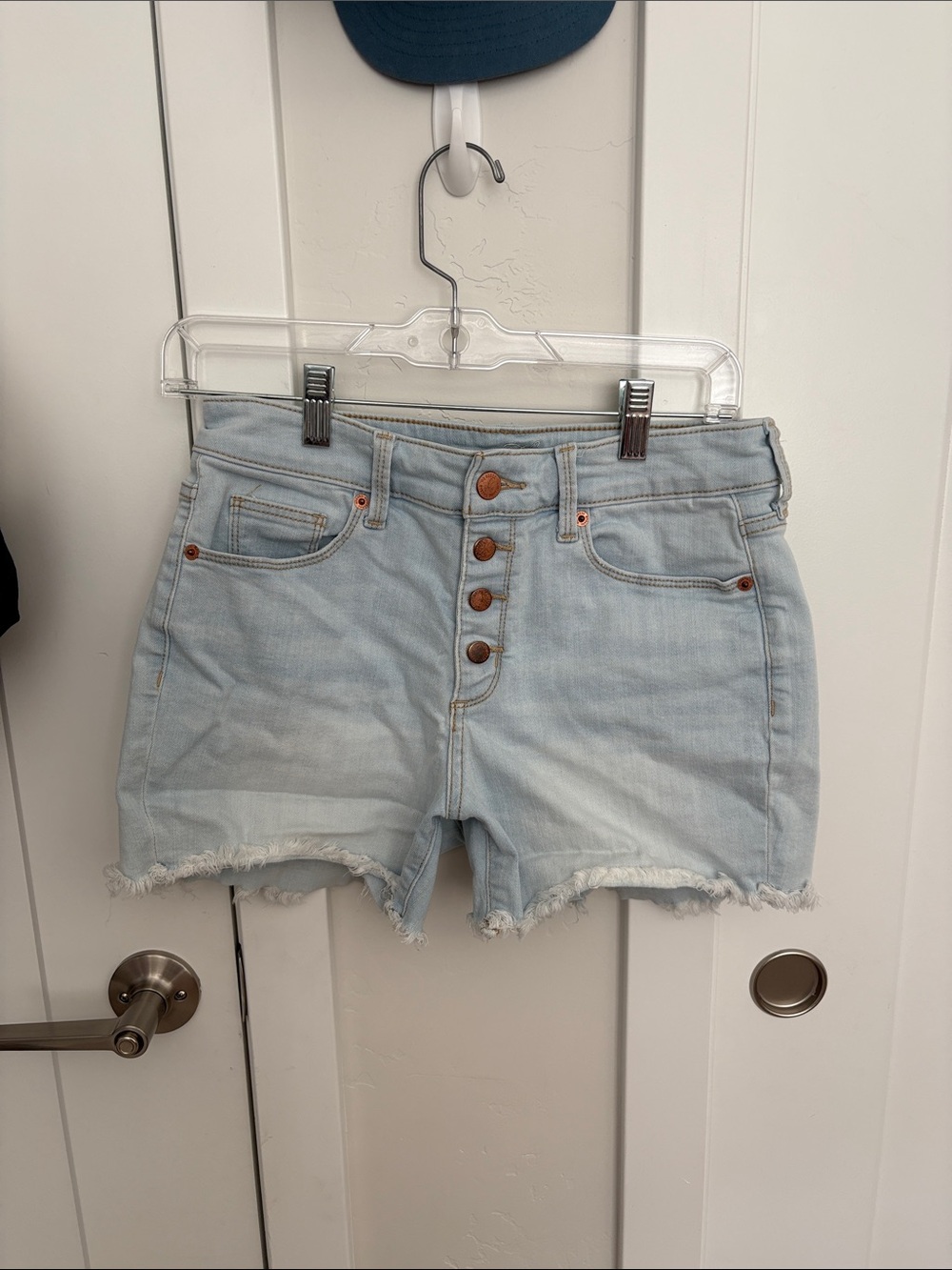 Universal Thread Light Blue High-Rise Button-Front Denim Shorts